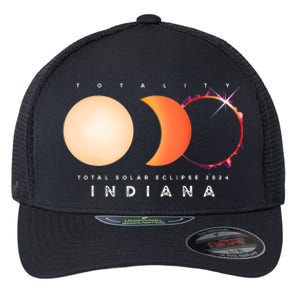 Solar Eclipse 2024 Total Eclipse Indiana America Graphic Flexfit Unipanel Trucker Cap