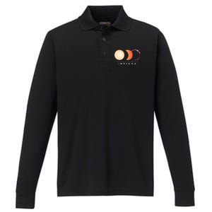 Solar Eclipse 2024 Total Eclipse Indiana America Graphic Performance Long Sleeve Polo