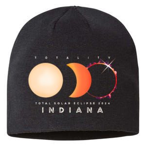 Solar Eclipse 2024 Total Eclipse Indiana America Graphic Sustainable Beanie