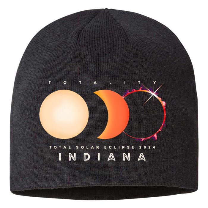 Solar Eclipse 2024 Total Eclipse Indiana America Graphic Sustainable Beanie