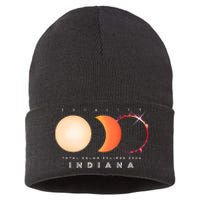 Solar Eclipse 2024 Total Eclipse Indiana America Graphic Sustainable Knit Beanie