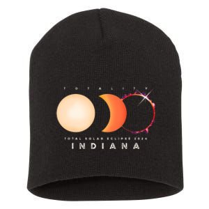 Solar Eclipse 2024 Total Eclipse Indiana America Graphic Short Acrylic Beanie