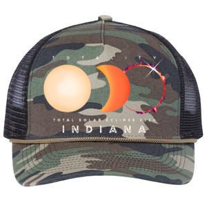 Solar Eclipse 2024 Total Eclipse Indiana America Graphic Retro Rope Trucker Hat Cap