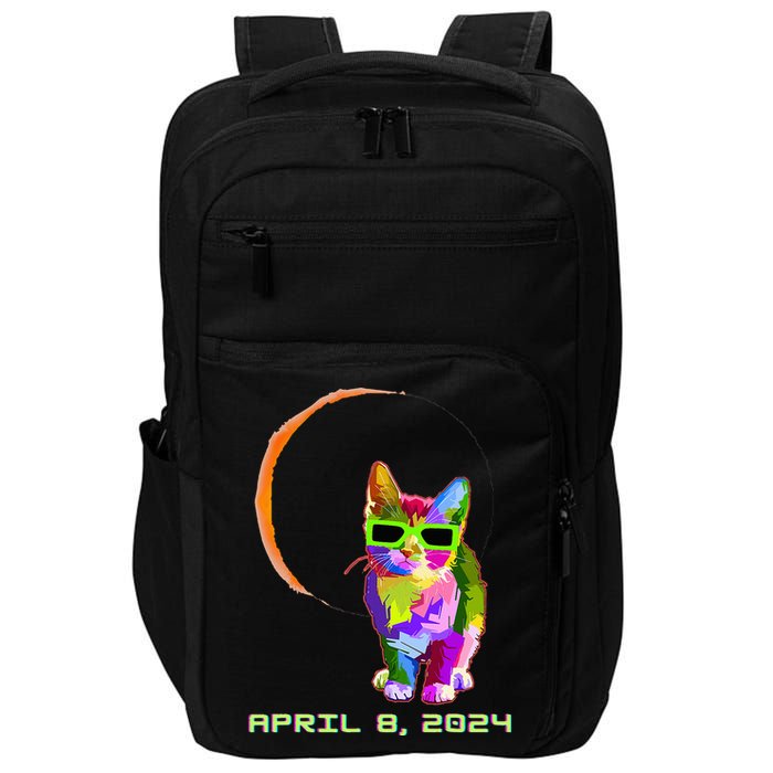 Solar Eclipse 2024 Cat Wearing Solar Eclipse Glasses Impact Tech Backpack