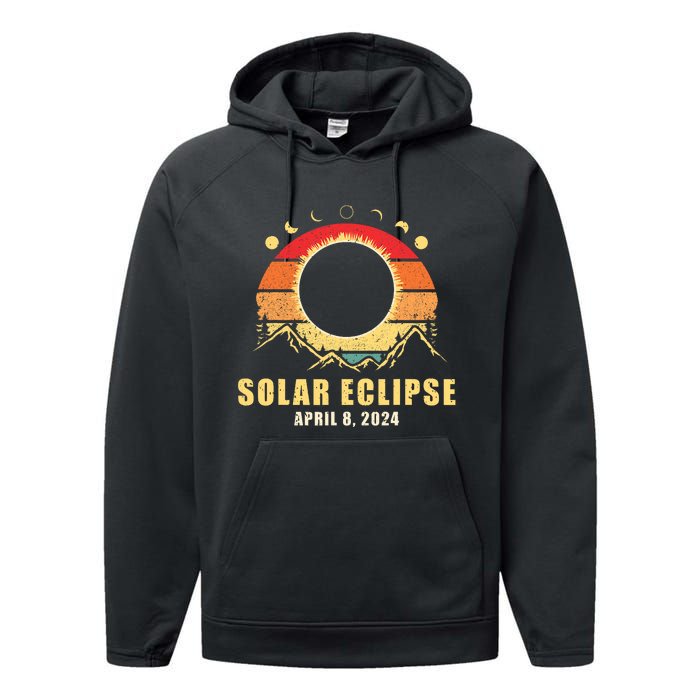 Solar Eclipse 2024 Total Solar Eclipse April 8 2024 Vintage Performance Fleece Hoodie