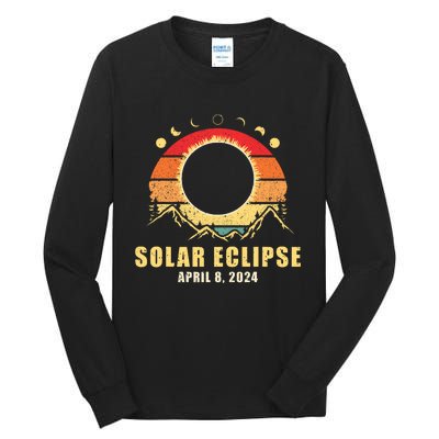 Solar Eclipse 2024 Total Solar Eclipse April 8 2024 Vintage Tall Long Sleeve T-Shirt