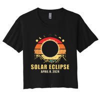 Solar Eclipse 2024 Total Solar Eclipse April 8 2024 Vintage Women's Crop Top Tee