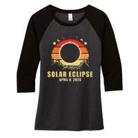 Solar Eclipse 2024 Total Solar Eclipse April 8 2024 Vintage Women's Tri-Blend 3/4-Sleeve Raglan Shirt