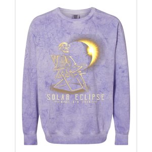 Solar Eclipse 2024 Total Eclipse April 8th 2024 Skull Colorblast Crewneck Sweatshirt