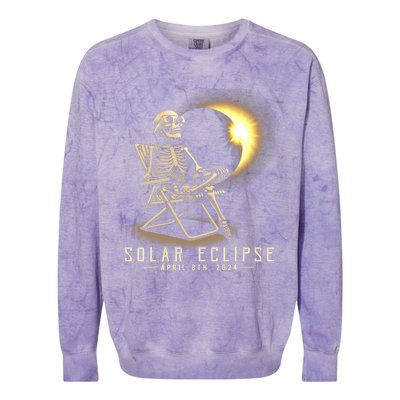 Solar Eclipse 2024 Total Eclipse April 8th 2024 Skull Colorblast Crewneck Sweatshirt