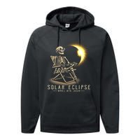 Solar Eclipse 2024 Total Eclipse April 8th 2024 Skull Performance Fleece Hoodie