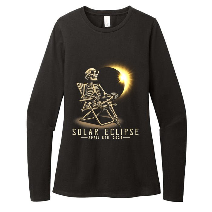 Solar Eclipse 2024 Total Eclipse April 8th 2024 Skull Womens CVC Long Sleeve Shirt