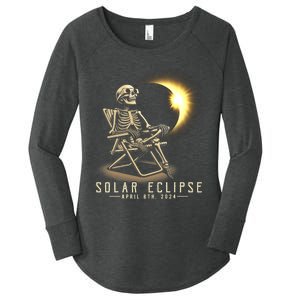 Solar Eclipse 2024 Total Eclipse April 8th 2024 Skull Women's Perfect Tri Tunic Long Sleeve Shirt