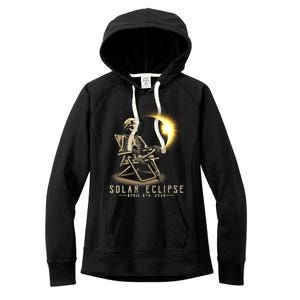 Solar Eclipse 2024 Total Eclipse April 8th 2024 Skull Women's Fleece Hoodie