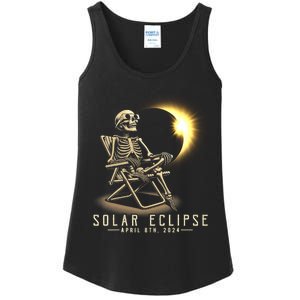 Solar Eclipse 2024 Total Eclipse April 8th 2024 Skull Ladies Essential Tank