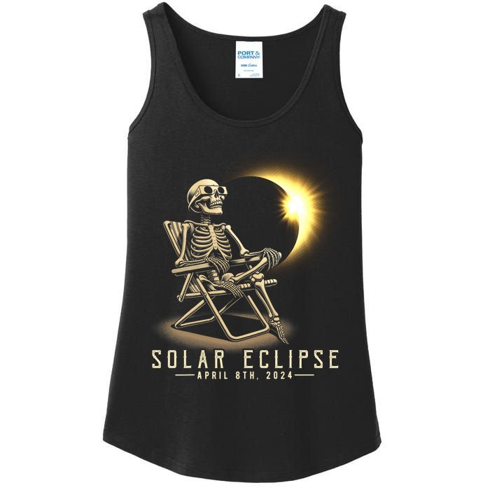 Solar Eclipse 2024 Total Eclipse April 8th 2024 Skull Ladies Essential Tank