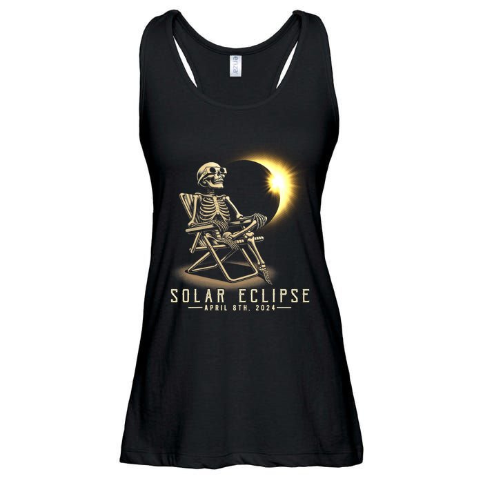 Solar Eclipse 2024 Total Eclipse April 8th 2024 Skull Ladies Essential Flowy Tank