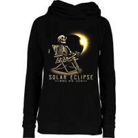 Solar Eclipse 2024 Total Eclipse April 8th 2024 Skull Womens Funnel Neck Pullover Hood