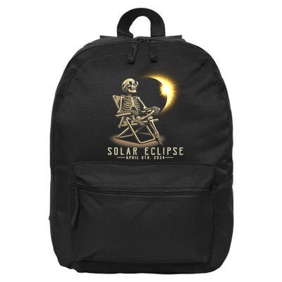 Solar Eclipse 2024 Total Eclipse April 8th 2024 Skull 16 in Basic Backpack