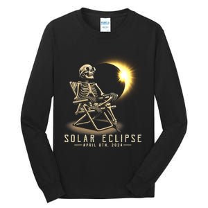 Solar Eclipse 2024 Total Eclipse April 8th 2024 Skull Tall Long Sleeve T-Shirt