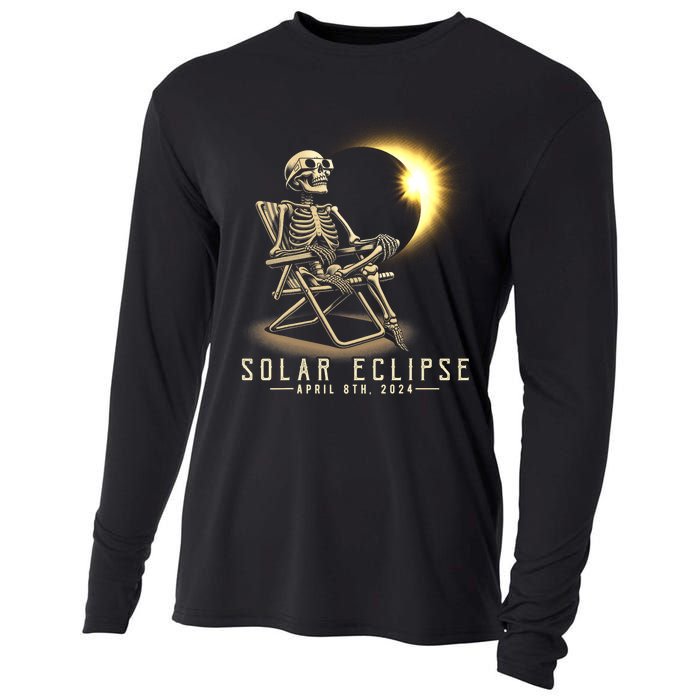 Solar Eclipse 2024 Total Eclipse April 8th 2024 Skull Cooling Performance Long Sleeve Crew