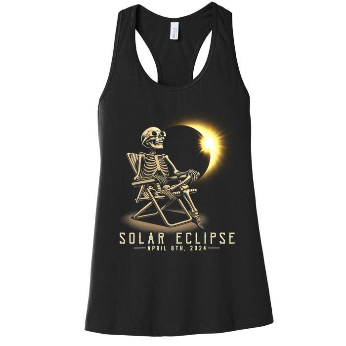 Solar Eclipse 2024 Total Eclipse April 8th 2024 Skull Women's Racerback Tank