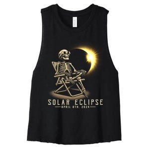 Solar Eclipse 2024 Total Eclipse April 8th 2024 Skull Women's Racerback Cropped Tank