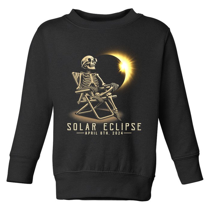 Solar Eclipse 2024 Total Eclipse April 8th 2024 Skull Toddler Sweatshirt