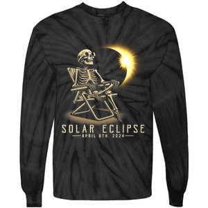 Solar Eclipse 2024 Total Eclipse April 8th 2024 Skull Tie-Dye Long Sleeve Shirt