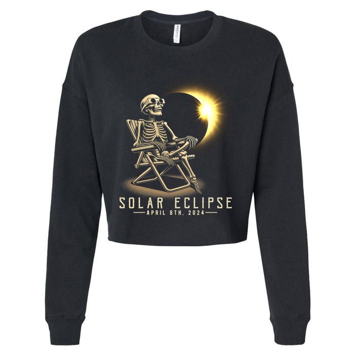 Solar Eclipse 2024 Total Eclipse April 8th 2024 Skull Cropped Pullover Crew