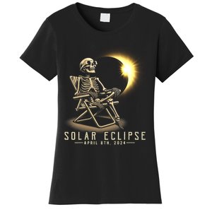 Solar Eclipse 2024 Total Eclipse April 8th 2024 Skull Women's T-Shirt