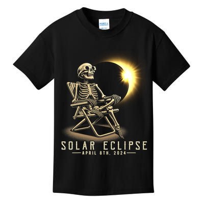 Solar Eclipse 2024 Total Eclipse April 8th 2024 Skull Kids T-Shirt