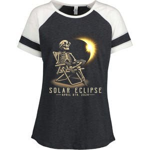 Solar Eclipse 2024 Total Eclipse April 8th 2024 Skull Enza Ladies Jersey Colorblock Tee