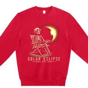 Solar Eclipse 2024 Total Eclipse April 8th 2024 Skull Premium Crewneck Sweatshirt