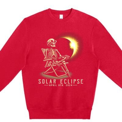 Solar Eclipse 2024 Total Eclipse April 8th 2024 Skull Premium Crewneck Sweatshirt