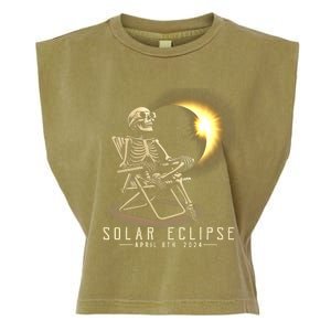 Solar Eclipse 2024 Total Eclipse April 8th 2024 Skull Garment-Dyed Women's Muscle Tee