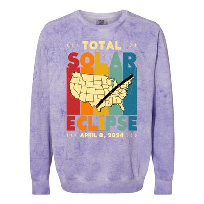 Solar Eclipse 2024 Total Solar Eclipse Vintage Retro Total Eclipse Colorblast Crewneck Sweatshirt