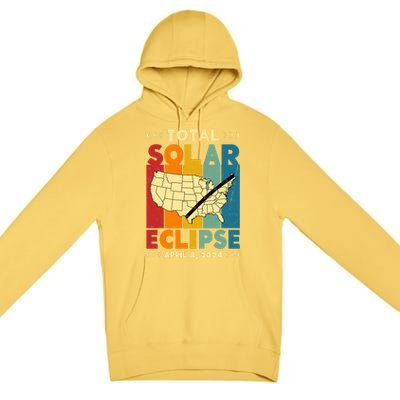 Solar Eclipse 2024 Total Solar Eclipse Vintage Retro Total Eclipse Premium Pullover Hoodie