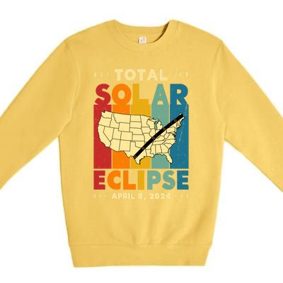 Solar Eclipse 2024 Total Solar Eclipse Vintage Retro Total Eclipse Premium Crewneck Sweatshirt