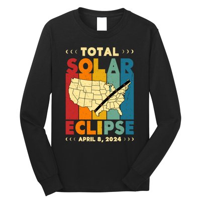 Solar Eclipse 2024 Total Solar Eclipse Vintage Retro Total Eclipse Long Sleeve Shirt