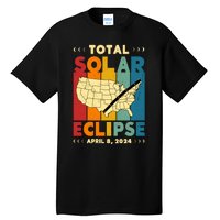 Solar Eclipse 2024 Total Solar Eclipse Vintage Retro Total Eclipse Tall T-Shirt