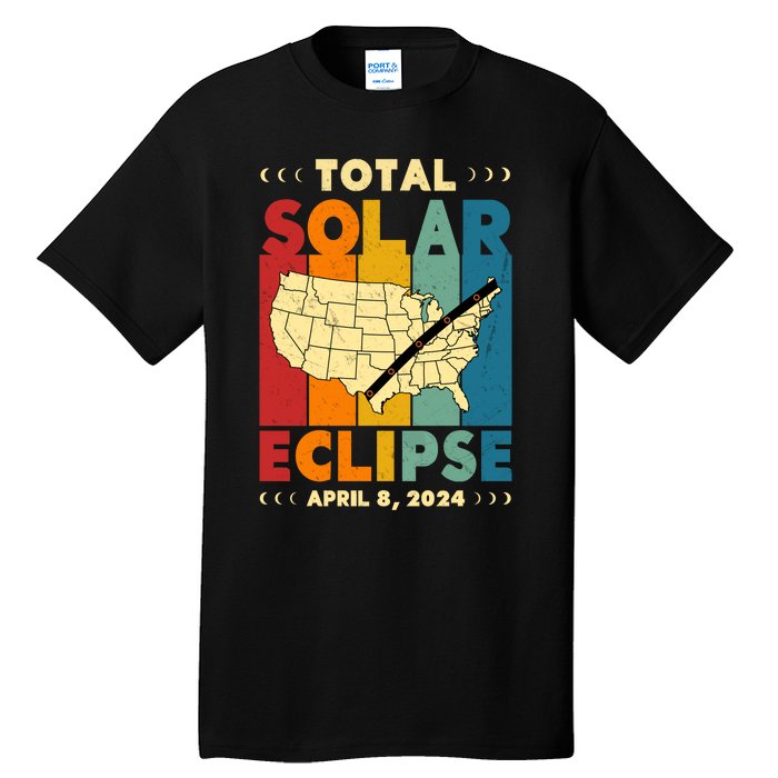 Solar Eclipse 2024 Total Solar Eclipse Vintage Retro Total Eclipse Tall T-Shirt