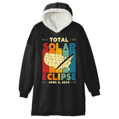 Solar Eclipse 2024 Total Solar Eclipse Vintage Retro Total Eclipse Hooded Wearable Blanket