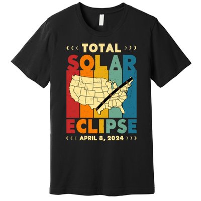 Solar Eclipse 2024 Total Solar Eclipse Vintage Retro Total Eclipse Premium T-Shirt