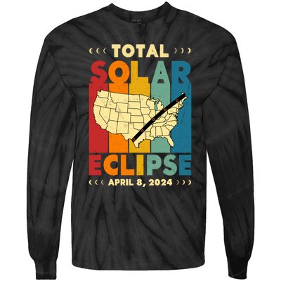 Solar Eclipse 2024 Total Solar Eclipse Vintage Retro Total Eclipse Tie-Dye Long Sleeve Shirt