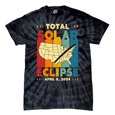 Solar Eclipse 2024 Total Solar Eclipse Vintage Retro Total Eclipse Tie-Dye T-Shirt