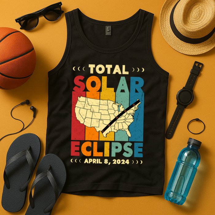 Solar Eclipse 2024 Total Solar Eclipse Vintage Retro Total Eclipse Tank Top