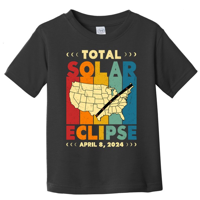 Solar Eclipse 2024 Total Solar Eclipse Vintage Retro Total Eclipse Toddler T-Shirt
