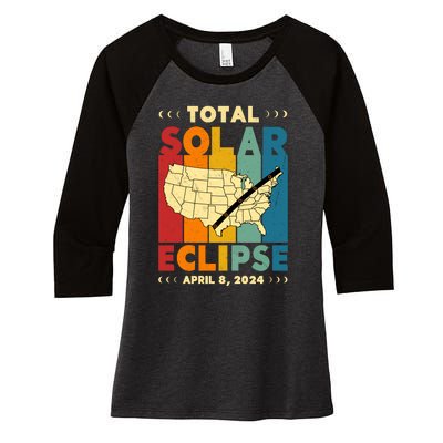 Solar Eclipse 2024 Total Solar Eclipse Vintage Retro Total Eclipse Women's Tri-Blend 3/4-Sleeve Raglan Shirt