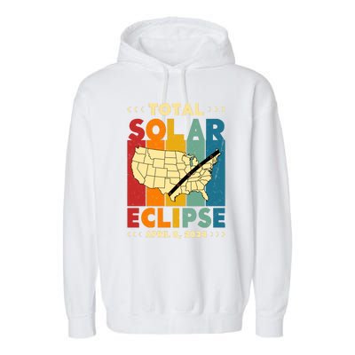 Solar Eclipse 2024 Total Solar Eclipse Vintage Retro Total Eclipse Garment-Dyed Fleece Hoodie